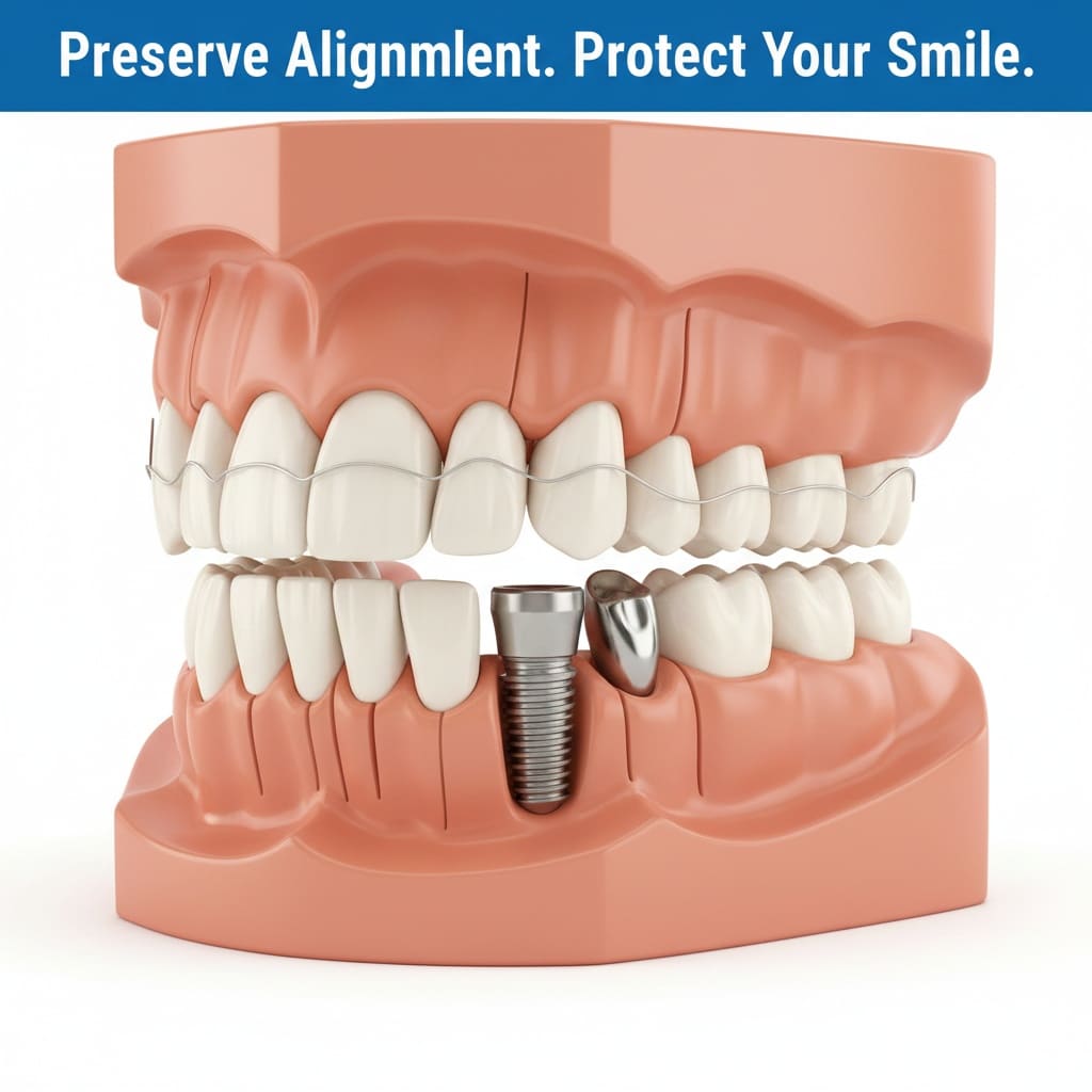 Dental implant maintaining bite alignment provided by Dental Implants in San Antonio practice